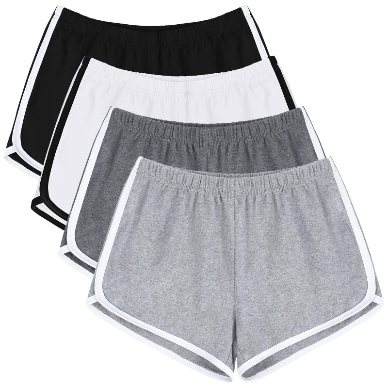 URATOT 4 Pack Yoga Short Pants Cotton Sports Shorts Gym Dance Lounge Shorts Dolphin Running Athletic Shorts for Women - Image 1